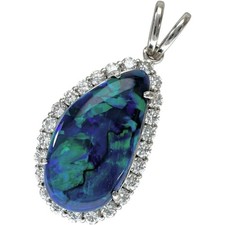 Black opal 3.830ct diamond 0.53ct Pendant top Pt900Platinum 3.9g Women