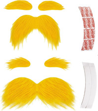 2 Set Mustache and Eyebrows with Spare Tape, Novelty Realistic Funny Cosplay Cos