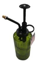 Green Glass Plant Mister Spray Bottle With Plastic Pump 8" Tall 2.5" wide, NWT