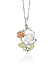 Mount Rushmore Black Hills 925 Sterling Silver Gold Rose Flower Lab White Opa...