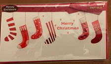 NEW Papyrus Christmas Money or Gift Card Enclosure Red Stockings MSRP $6.95