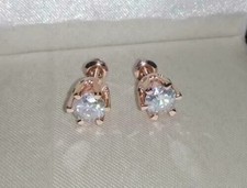 1Ct Lab Created Diamond Round Women Solitaire Stud Earring 14K Rose Gold Plated