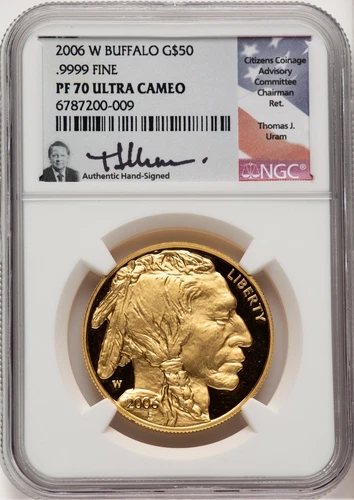 2006-W $50 One-Ounce Gold Buffalo .9999 Fine Gold Thomas Uram NGC PF70