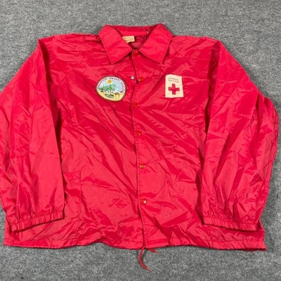 VTG Auburn Sportswear Jacket Adult XL Red Snap Red Cross Operation Desert Storm