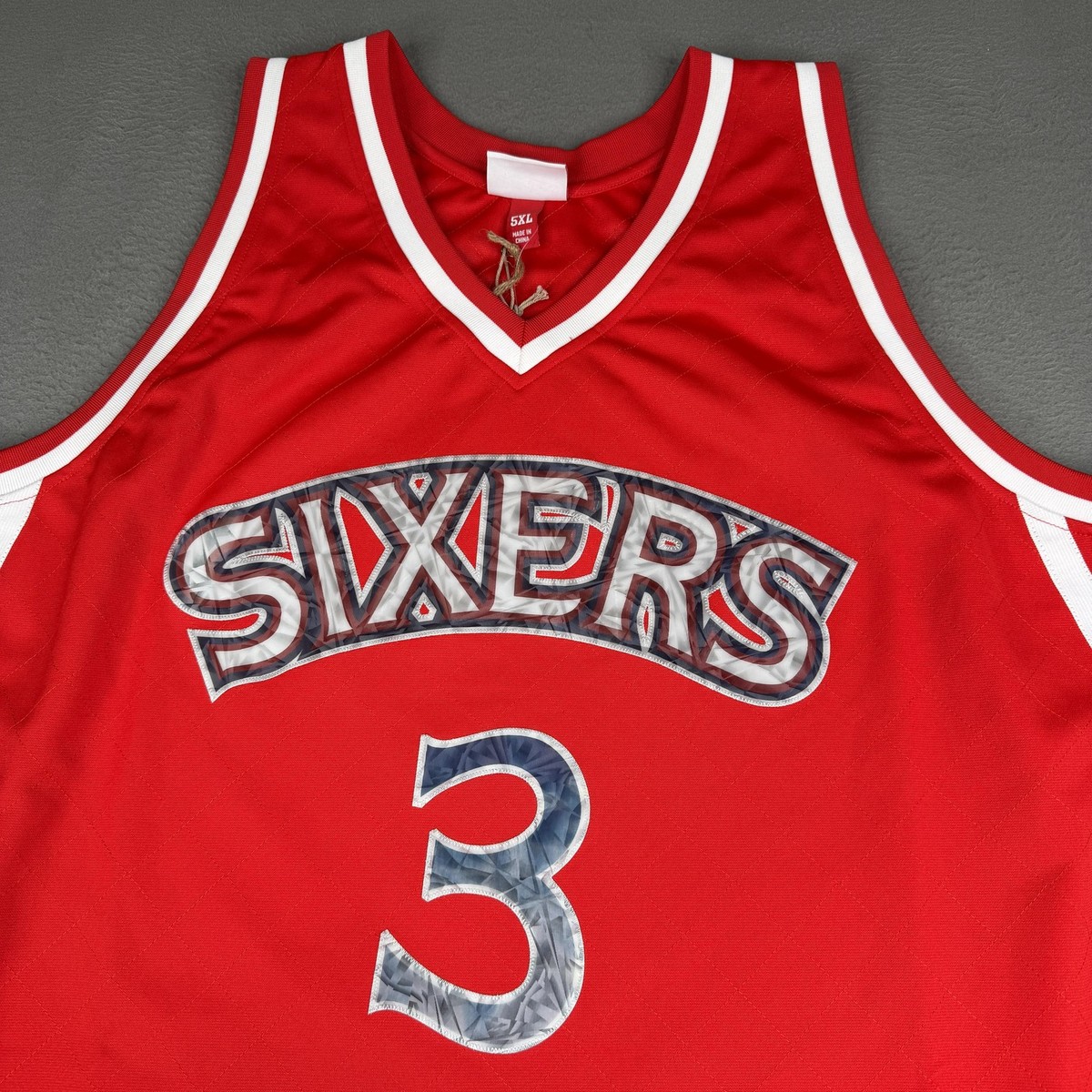 Philadelphia 76ers Jersey Mens 5XL Red NBA Allen Iverson 3 75th