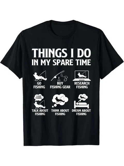 100% Cotton Bass Fishing Graphic T-Shirt Men's "Things I Do Size L & XL T-Shirt