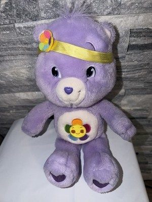 Care Bears HARMONY BEAR Purple 15'' Plush w/ Yellow Floral Headband Flower Belly