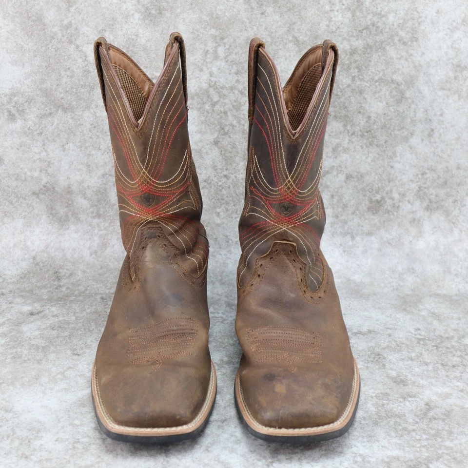 Ковбойские сапоги Ariat Sport вестерн коричневая кожа с вышивкой мужские размер 11,5 D - Изображение 2 из 4