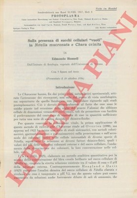 HONSELL Edmondo - Sulla presenza di succhi cellulari vuoti in Nitella mucronata