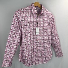 Robert Graham Paisley Floral Button-Up Shirt Mens Large Exclusive Flip Cuff Pink