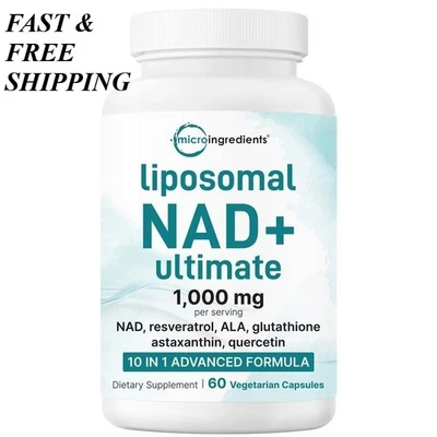 NEW NAD+ Supplement with Glutathione, Resveratrol, Astaxanthin – 10-in-1 Formula - Image 1 of 4
