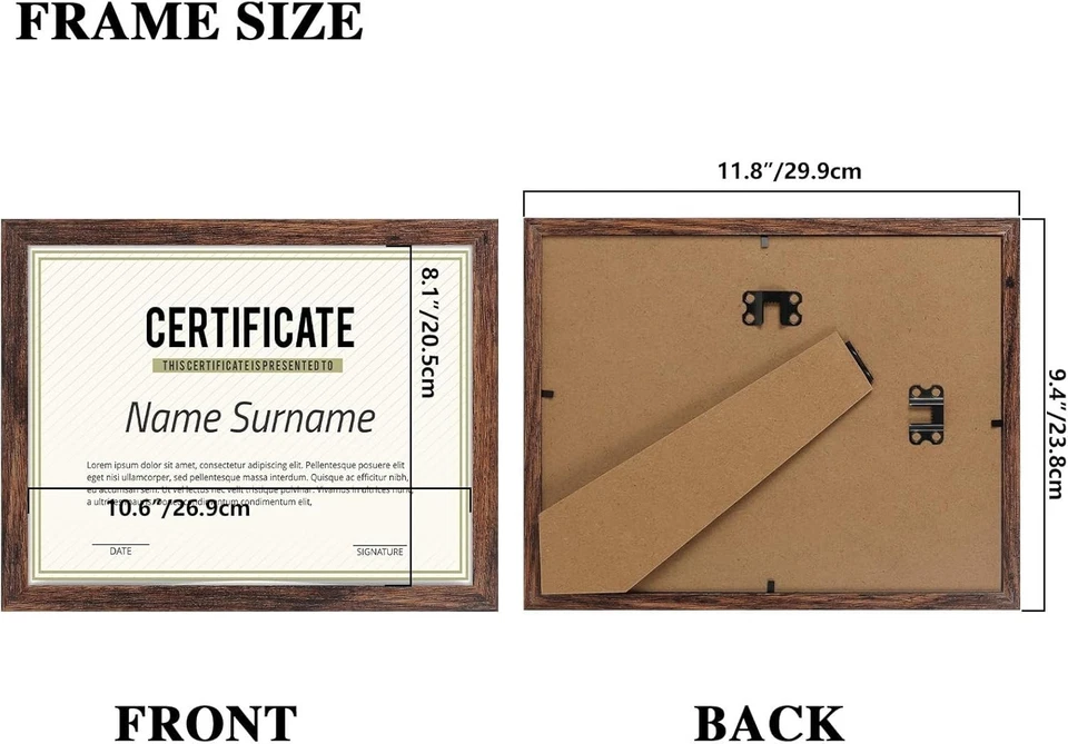 Bulk Set of 18 Distressed Coffee 8.5x11 Certificate Frames for Stylish Display - Image 4 of 4