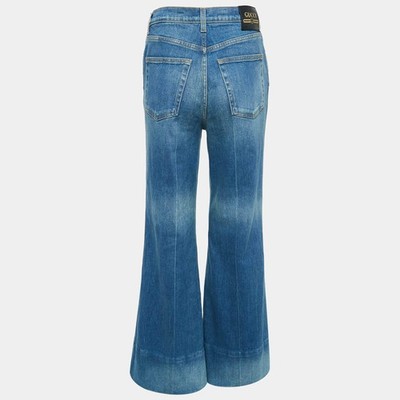 Gucci Blue Washed Denim Logo Patch Flared Jeans S Waist 26 | eBay
