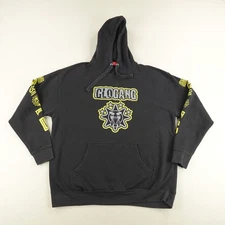 GloGang Hoodie Mens 2XL Black Yellow Pullover Gloyalty 600 Streetwear Graphic