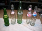 Lot of 5 Vintage Pepsi Coke Quiky Glass Pop Soda Bottles