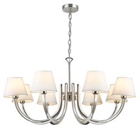 Kronleuchter Metall Stoff 92 Cm Breit Nickel Weiß E14 Modern HäNgelampe Esstisch