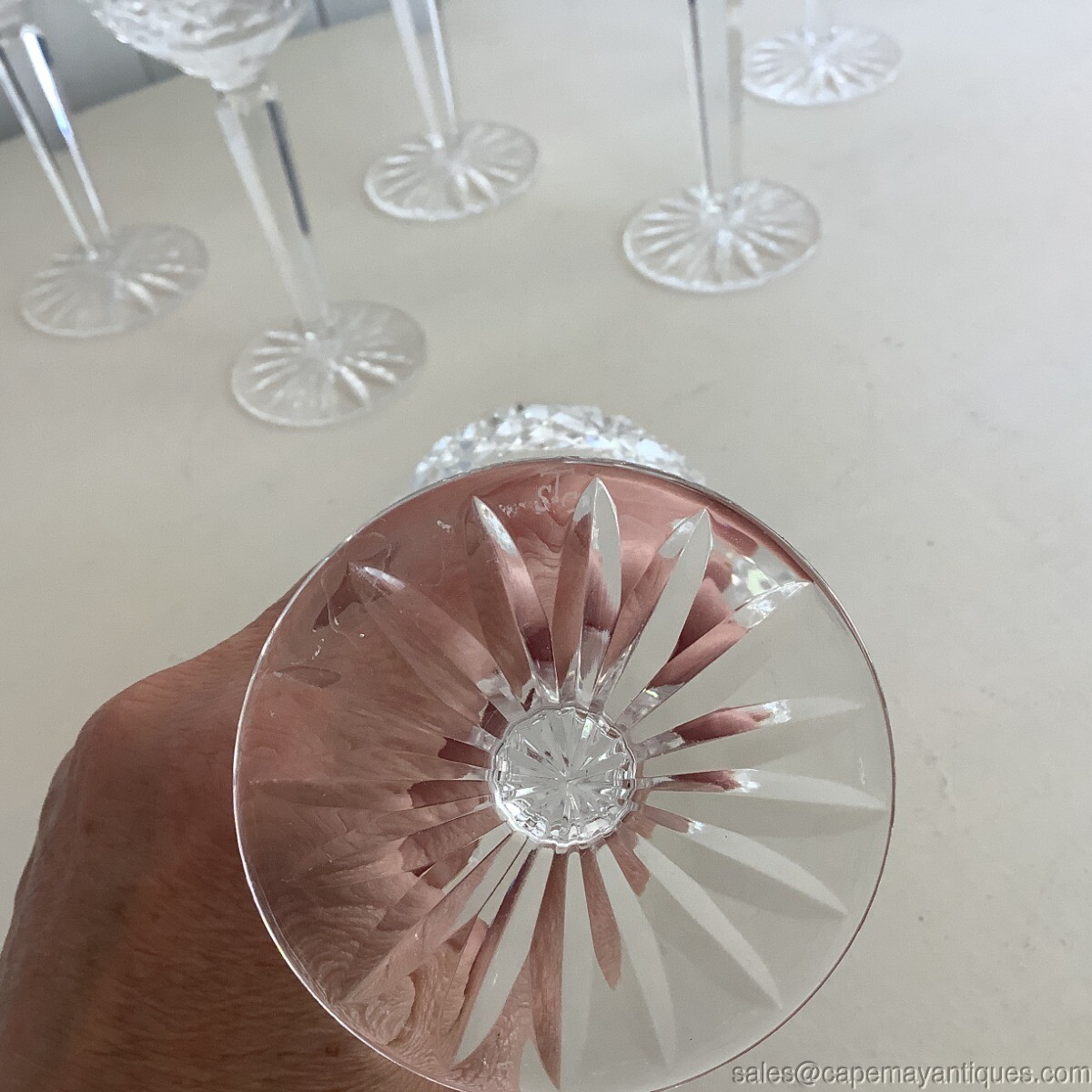 6 Shannon by Tipperary Wine Water Goblets Stemware Stems Claret Irish Hand Cut