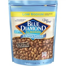 Blue Diamond Almonds Low Sodium Lightly Salted Snack Nuts, 40 Oz Resealable B...