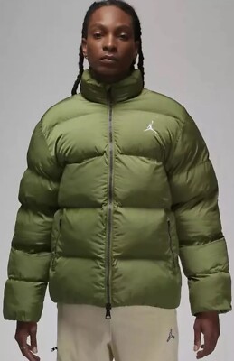 $185 Nike Air Jordan Essential Puffer Jacket Coat Olive FB7331-340 Size M