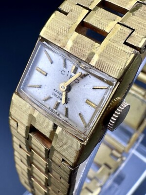 Working Vintage CIRO SWISS WATCH Gold Tone Bracelet 17 JEWELS Wind Mechanical B2