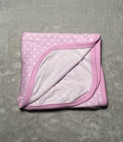 Luvable Friends Pink Baby Blanket Polka Dots White Circles Jersey Knit Receiving - Picture 2 of 4