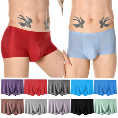 Men Ice Silk Seamless Underwear Boxer Briefs Underpants Panties Breathable L-3XL