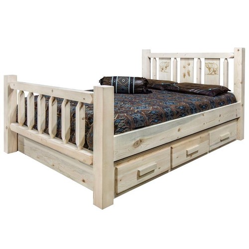 Montana Woodworks Homestead Solid Wood Full Storage Bed in Natural - Picture 2 of 4