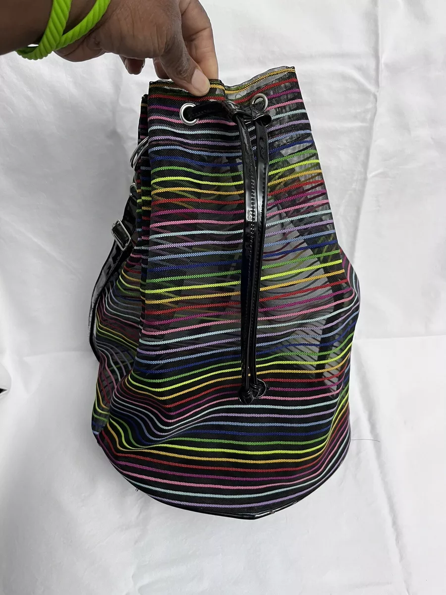 Black Multicolored Mesh Bucket Bag