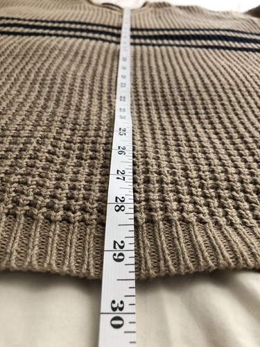 Vintage Rue 21 Beige V-Neck Sweater With Black Stripes Men XL Ramie Grandpa y2k - Picture 6 of 6