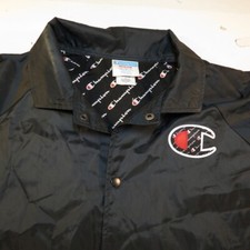 CHAMPION SNAP UP WINDBREAKER JACKET Womens M Black