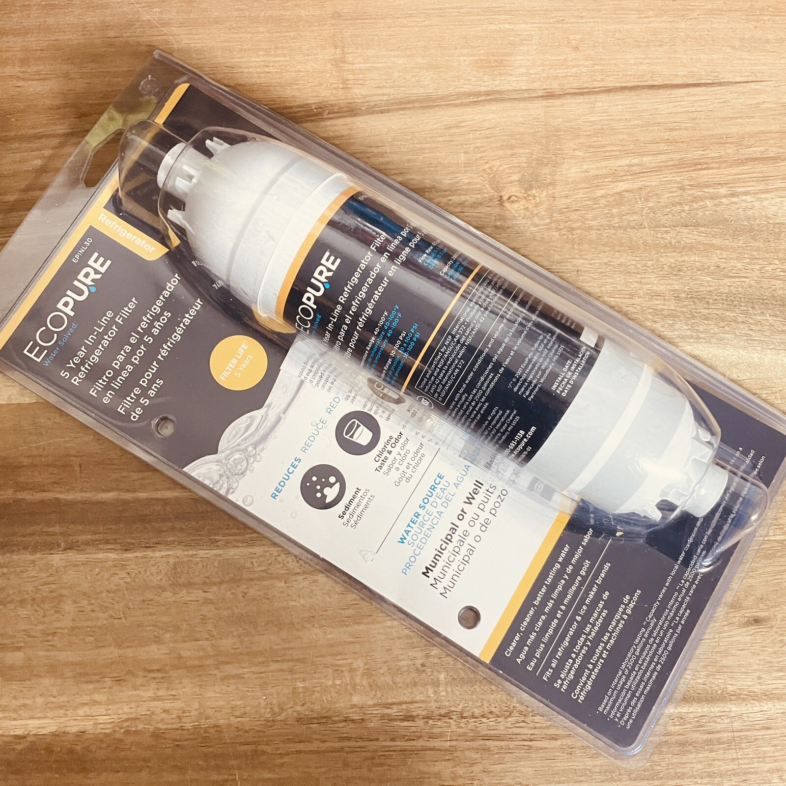 Ecopure 5-Year Sealed In-Line Refrigerator Filter EPINL30