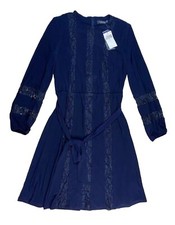 NWT Polo Ralph Lauren Womens Dress Navy Blue 8 Long Sleeve Cocktail Knee $185