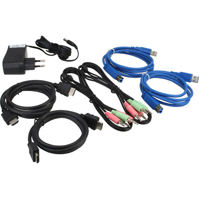 62622I InLine KVM Desktop Switch 2-fach HDMI USB 3.0 Hub mit Audio ~D~