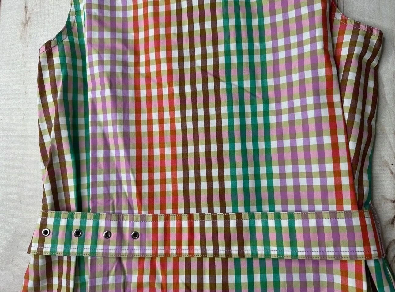 Abito Camicia Kate Spade New York Multi M Arcobaleno Plaid Cotone Cintura Bottoni Frontali