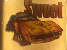 CHEVROLET VINTAGE CORVETTE IRON ON TRANSFER MUSCLE CAR "SWEET"