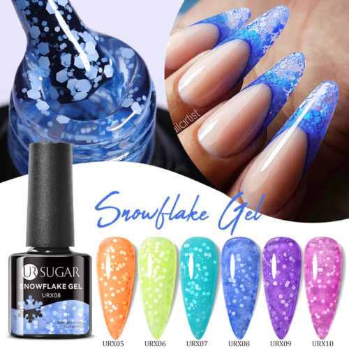 UR SUGAR 7ml Gel Nail Polish Snowflake Xmas Nail Gel White Sequins Gel Varnish