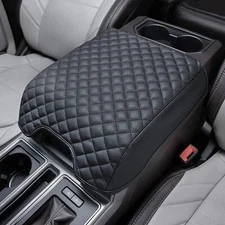 PU Carbon Fiber Leather Car Center Console Armrest Cover For 15- 20 Ford F150.
