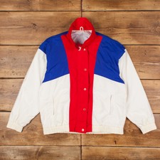 Vintage Cb Sports Windbreaker Jacket L 80s Usa Made White Womens Zip Snap