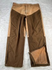 Vintage Ruddy Duck Mens 38x29 Brush Pants Distressed Brown Zip Leg Made in USA