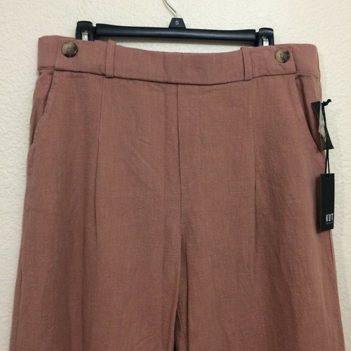 KUT from the Kloth Womens 14 Wide Leg Crop Pants Rose Mauve Elastic Waist NWT - Picture 4 of 12