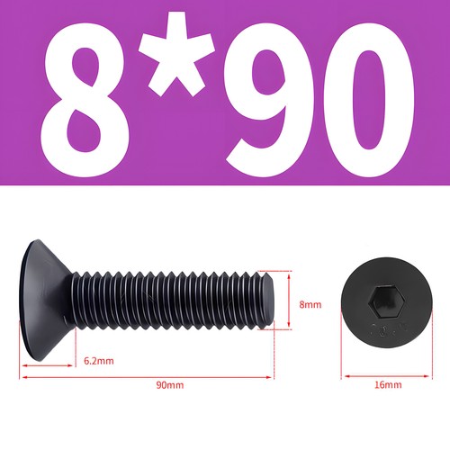 Tornillos avellanados de acero M8 DIN 7991 10.9 negro hexágono interior cabeza avellanada M8x - Imagen 18 de 19