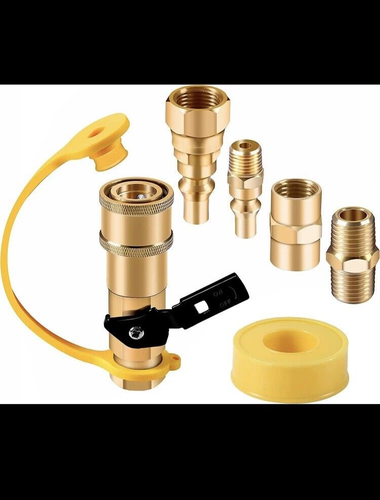 RV Propane Quick Connect Fittings Adapter Valve Campers 3/8” Flare X 1/4” NP E3