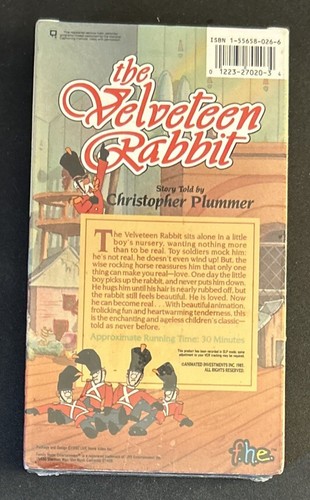 Velveteen Rabbit VHS Preview Promo Video Tape 1990 Sealed By Christopher Plummer - Picture 2 of 6
