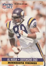 FREE SHIPPING-MINT-1991 Pro Set Al Noga #221 VIKINGS PLUS BONUS CARDS