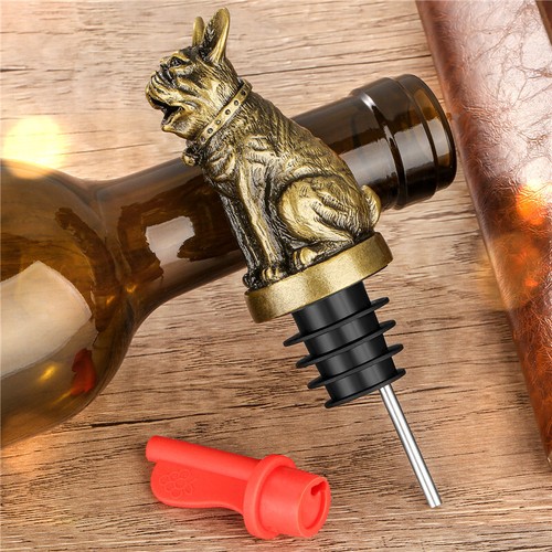 Versatore e tappo bottiglia vino Bulldog francese 2 in 1 adatto alla maggior parte delle bottiglie regali - Foto 8 di 17