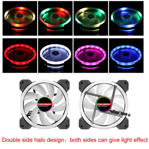 1-10stk LED Case Fan Lüfter RGB Aura Gehäuselüfter 120mm PC Kühlung Lüfter - Afbeelding 5 van 21
