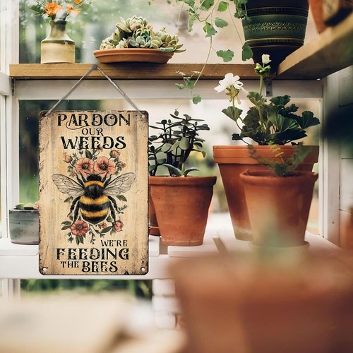 Vintage Garden Decor Patio Outdoor Wall Decor Pardon The Weeds We Are Feeding Th - Picture 228 of 288