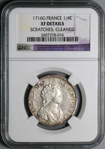 1716-G NGC XF France Louis XV 1/4 Ecu Poitiers Mint Coin POP 1/0 (24021301C) - Picture 5 of 6