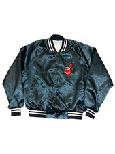 VTG Cleveland Indians Jacket Snap Satin Silky Auburn Sportswear Wahoo Sz XL USA