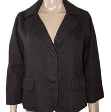 Chicos Black Blazer Jacket Textured Lined Snap Closure Pockets 1 M